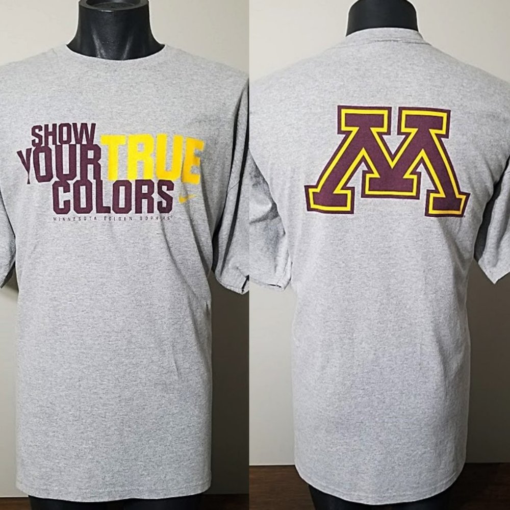 VINTAGE Y2K Nike Minnesota Golden Gophers T Shirt XL Oversized Streetwear Gray